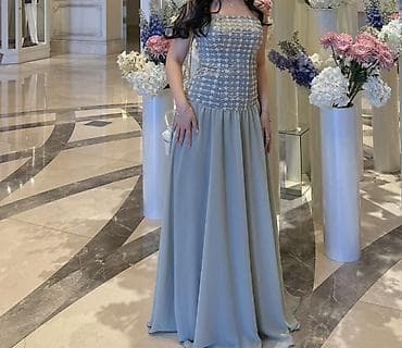 paltar modelleri 2023: Zərif ziyafət/libas - Rəng: Pastel boz-yaşıl (sage) - Model: Uzun — 1