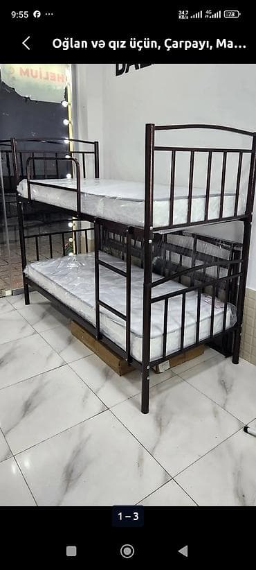 Oğlan və qız üçün, Yeni, Çarpayı, Matras ilə, Siyirməsiz, Dəmir — 4