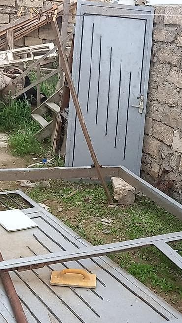 Dəmir Həyət darvazası, Yana açılan, Mexaniki, Qapı ilə, rəng - Boz, Kredit yoxdur