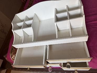Ağ rəngli kosmetik və aksesuar təşkilatçısı - Material: MDF/taxta, ağ — 2