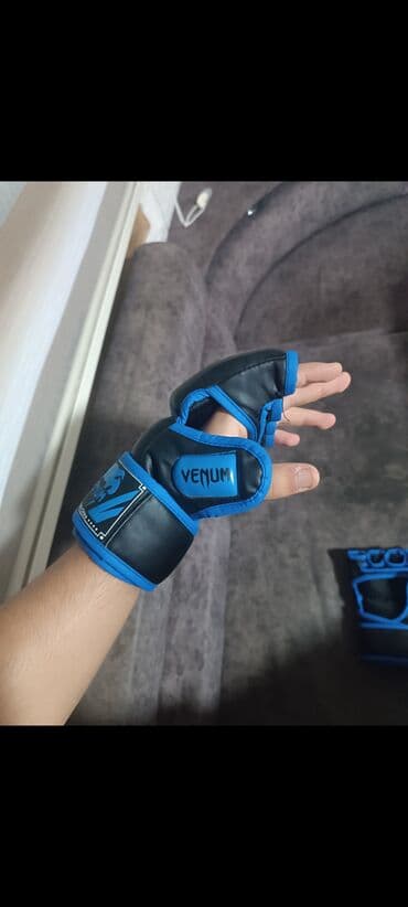 İdman qidaları: Məhsul: Venum MMA/Qrapplinq əlcəkləri (barmaq açıq) – mavi/qara — 4