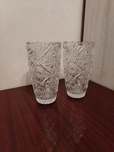 servis: Kəsilmiş naxışlı büllur dəst 10 ədəd. Zərif büllurdan hazırlanmış — 2