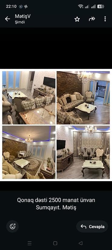 açar dest: Qonaq dəsti 2500 manat ünvan Sumqayıt. Mətiş — 1