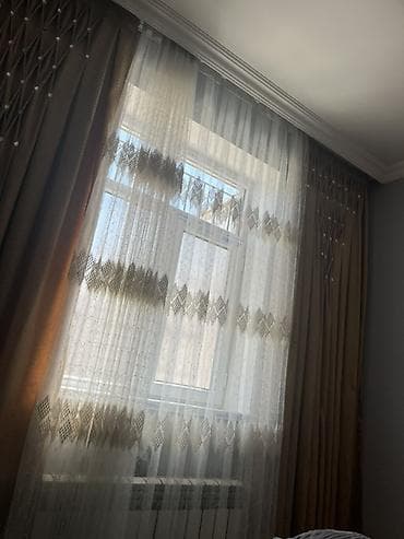 mexmer parca: İkiqat pərdə dəsti - Tərkib: qalın dekorativ pərdə + zərif tül - — 3