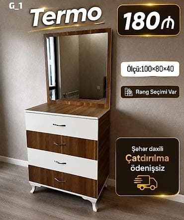 100: Termo komod güzgü ilə - Ölçü: 100×80×40 sm - Rəng seçimi var - Şəhər — 1