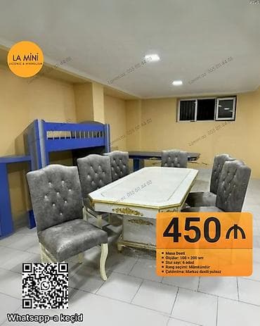 stul tek: Dördbucaq masa, 6 stul — 1