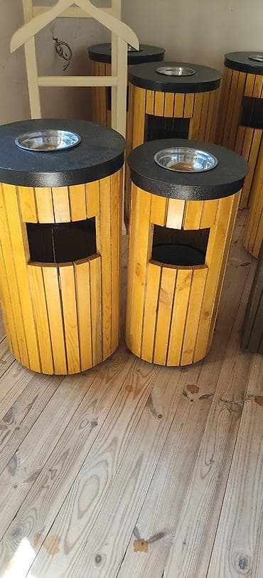 Tullantı qabları: Açıq hava üçün taxta zibil qutuları - Material: şaquli lamellərlə — 3