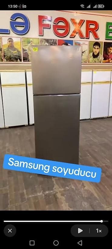 kondisoner mini: Samsung iki qapılı soyuducu - Rəng: inox/metallik boz - Üst kamera — 1