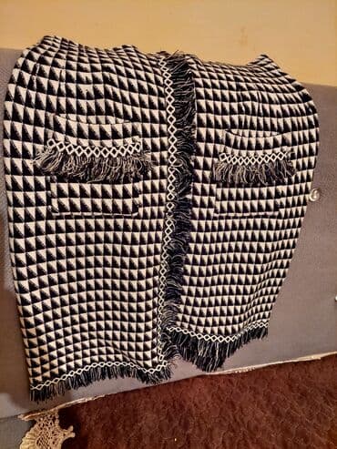 юбки солнце клеш: Qara-ağ qrafik naxışlı qadın ətəyi - Dizayn: kiçik üçbucaq printli — 1