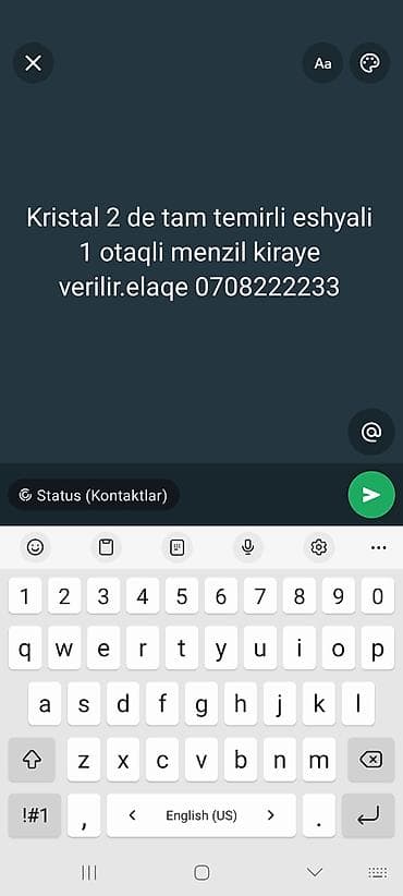 Kirayə mənzil – Kristal 2 - Tam təmirli, 1 otaqlı - Əşyalı (yaşayış — 1