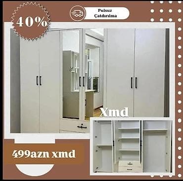 Dolab 6 qapılı yataq otağı dolabı - Müasir, minimalist dizayn;