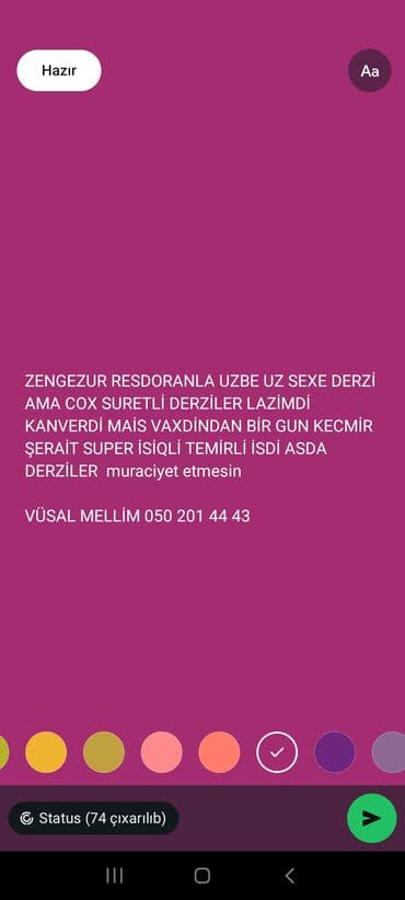 dərzi elanları: Dərzi tələb olunur, 3-5 illik təcrübə, Dəyişən növbəli — 1