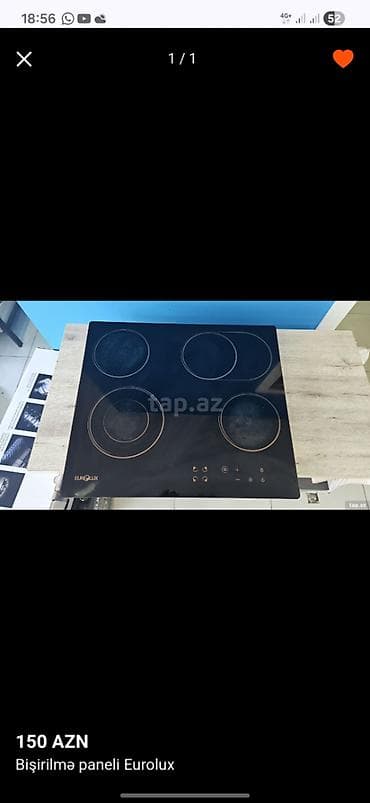 Elektrik sobası Quraşdırılan, 4 gözlü, İşlənmiş — 1