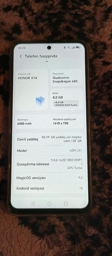 hp pavilion 15: Honor X7d, 128 GB, rəng - Gümüşü, Düyməli, Barmaq izi, İki sim kartlı — 2