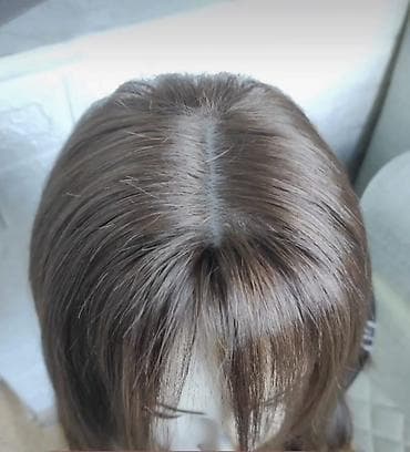 cırt cırt sac: Qəhvəyi rəngdə təbii uşağ saçından düz saçlı parik - Təbii görkəmli — 3