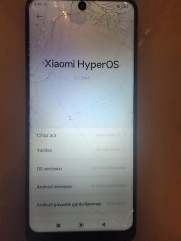 Mobil telefon və aksesuarlar: Redmi Note 12, 128 GB, rəng - Qara, Qırıq — 2