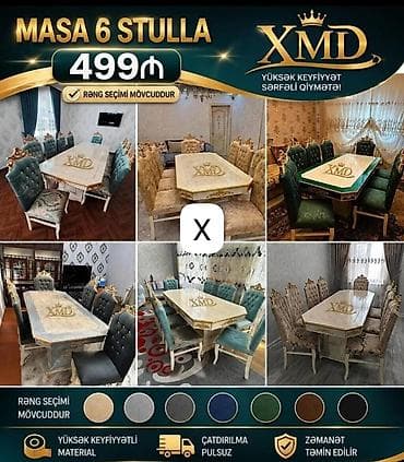 Masa və 6 stul dəsti – XMD - Klassik dizaynlı yemək masası və 6 ədəd lalafo.az -da Masa və 6 stul dəsti – XMD - Klassik dizaynlı yemək masası və 6 ədəd