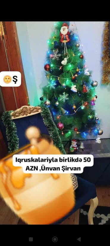 türkiyə seyf qapıları: Şam ağacı – oyuncaqları ilə birlikdə - Yaşıl dekorativ şam ağacı - — 2