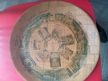 Dekorativ taxta sini/boşqab - Material: təbii ağac (taxta panellərdən