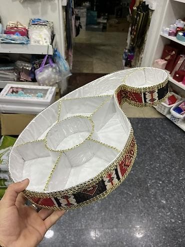 kobalt qab: Süfrə üçün bölməli servis qaba - Forması: dairəvi, bir tərəfində — 3