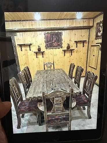 qabaq ustol: Mətbəx üçün, Açılmayan, Dördbucaq masa, 12 stul — 6