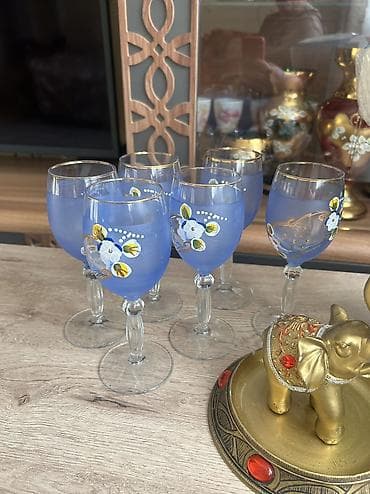Böyük dekor dəsti - Şüşə qablar: Yaşıl rəngli, ayaqlı — 5