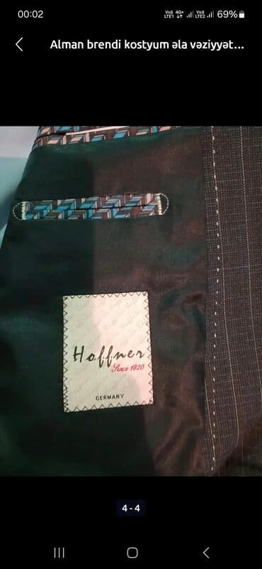 kişi ucun klassik qara kostyum: Kostyum, Qış, L, rəng - Göy — 3