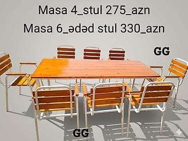 stol ve stullar: Ra.Yeni və Sifarişlə Masa 4_stul 275_azn Masanin ölçüsü 1.20/80sm Masa — 1