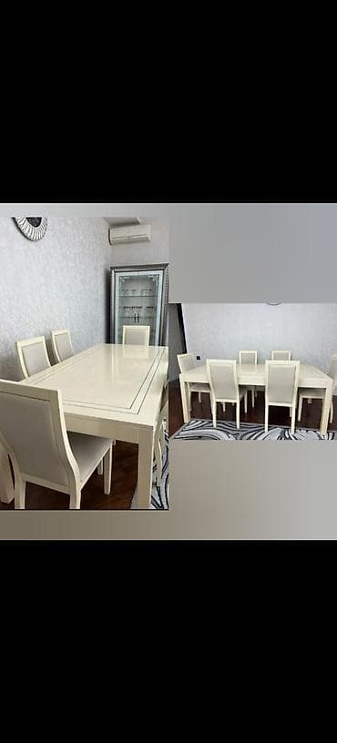 divan olcusu: Masa+6 oturcaqla 250₼Satilir. masa açılmayandir. Ölçü: uzunu 2m. eni — 1