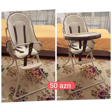 Uşaq yemək stulu - Rəng: krem və qəhvəyi - Yumşaq, yuyula bilən