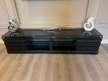 kunc ref: Düz TV altlığı, Polkalı, Şüşəli — 2