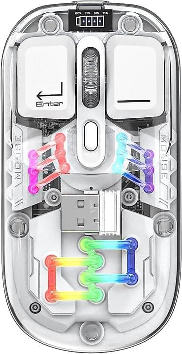 Şəffaf dizaynlı RGB simsiz kompüter siçanı - Korpusu şəffafdır — 2