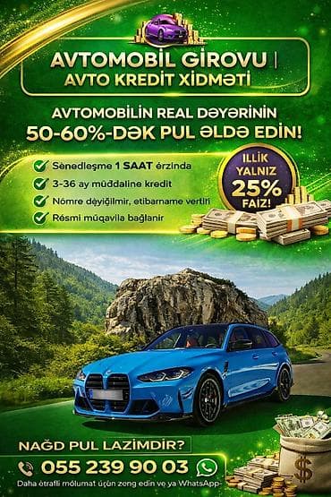 Kredit məbləği minimum 1500,maksimum li̇mi̇tsi̇z! Zəng edə və ya