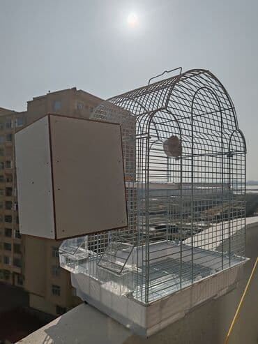 çardaq quşun yuvası: Qəfəs – quşlar üçün tam dəst - Material: möhkəm metal tor, alt — 3