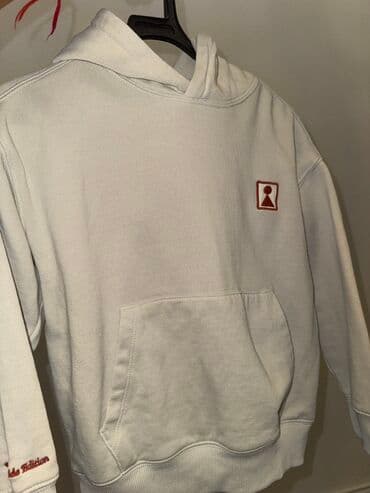 детская толстовка флисовая: Açıq krem rəngli kapüşonlu svitşot - Material: qalın, yumşaq toxumalı — 1