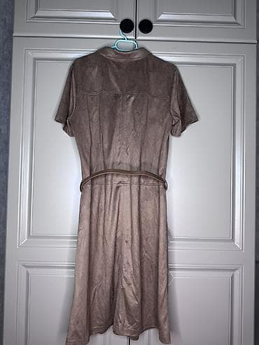 Qadın paltarı – süet görünümlü, kəmərli, düyməli Don ölçüsü S/M - — 5