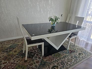 suse stol: Dördbucaq masa, 6 stul — 6