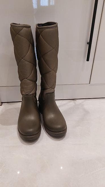детские теплые резиновые сапоги: Qadın uzun çəkmə – zeytun-yaşıl rəng - Model: dizə yaxın uzunluqda — 1