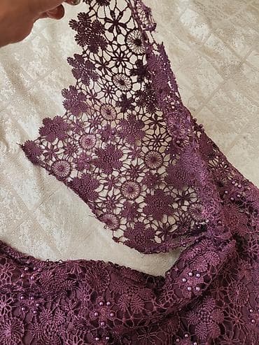 mirvari reng: ALZARA Line brendi – bənövşəyi/ərik tonlarında zərif paltar - Model — 5