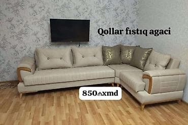 sultan kunc divan: Məhsul: Künc divan dəsti - Rəng: Açıq bej - Material: Yumşaq parça — 1