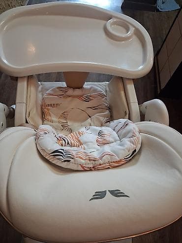 oyuncaq pisik: Uşaq yemək stulu – çoxfunksiyalı, təkərlidir - Rəng: krem/boz-qızılı — 3