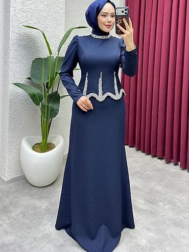 Şəxsi əşyalar: Zərif detallı, uzun qollu maxi ziyafət donu – hicab tərzinə uyğun — 2