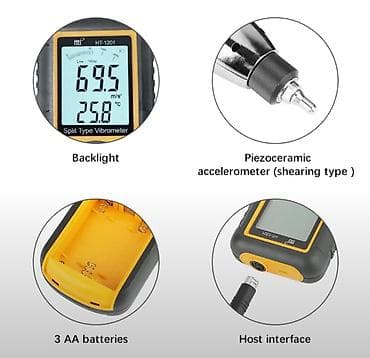 Перила: Vibrometr Model: GTI HT-120 ● Ölçmə Aralığı: Sürətlənmə: 0.1 ~ 199.9 — 4