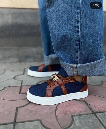Uniseks gündəlik krossovka - Material: tünd göy denim parça üstlük +