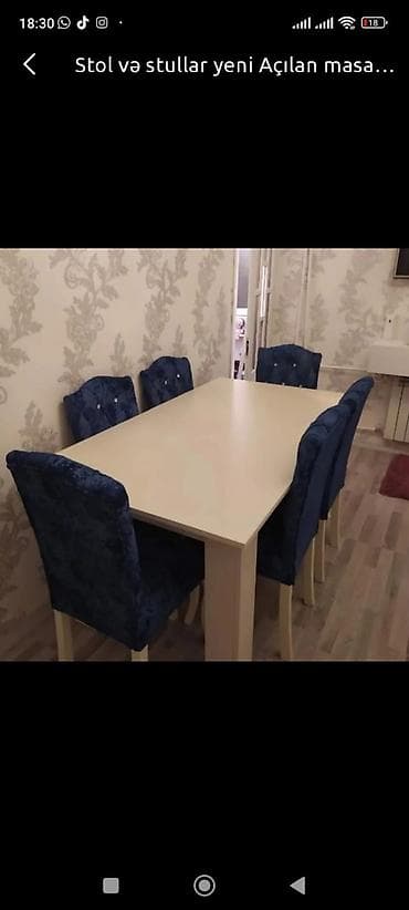 Qonaq otağı üçün, Açılan, Dördbucaq masa, 6 stul — 4