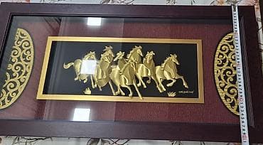 Satılır – 24K Gold Leaf dekorativ tablo (8 At Motivli) Evinizə və ya — 9