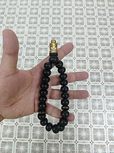 Qara muncuqlu bəzəkli təsbeh/aksesuar - Material: iri ölçülü qara