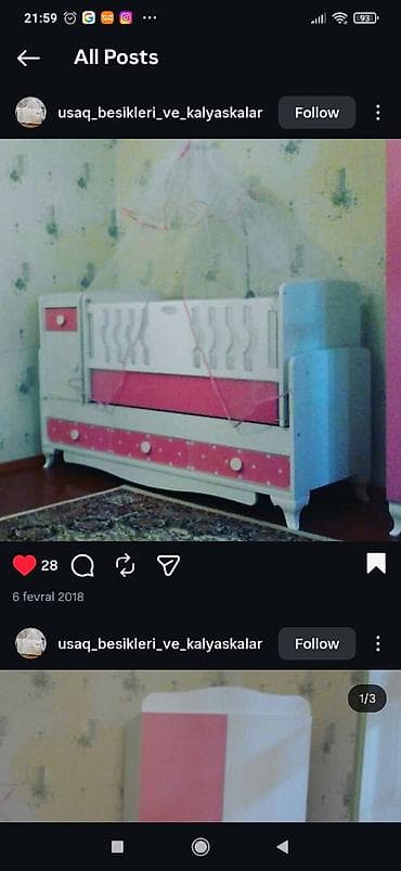 manej beşik: Uşaq otağı üçün mebel dəsti - Rəng: ağ/çəhrayı - Dəst tərkibi: - — 4