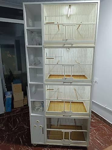yarasa yuvasi: Quşlar üçün çoxbölməli volyer/ qəfəs dolabı 4 yuvasi be su qablari — 6