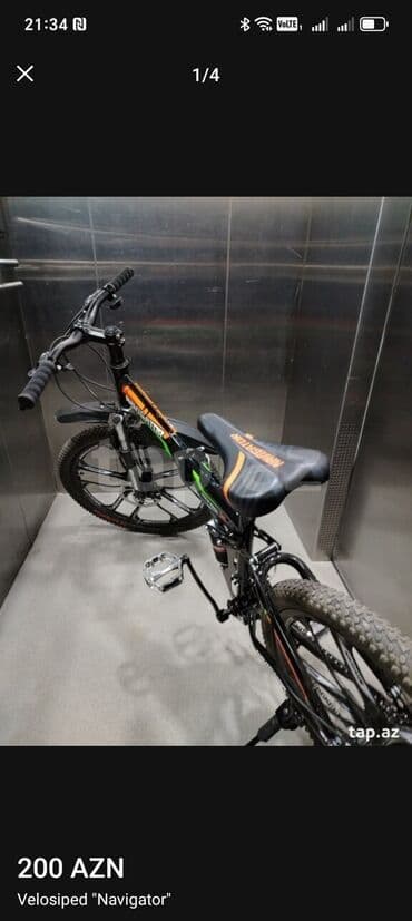 sumqayit velosiped satisi: Navigator velosipedi - Rəng: qara, yaşıl və narıncı detal və loqo — 1